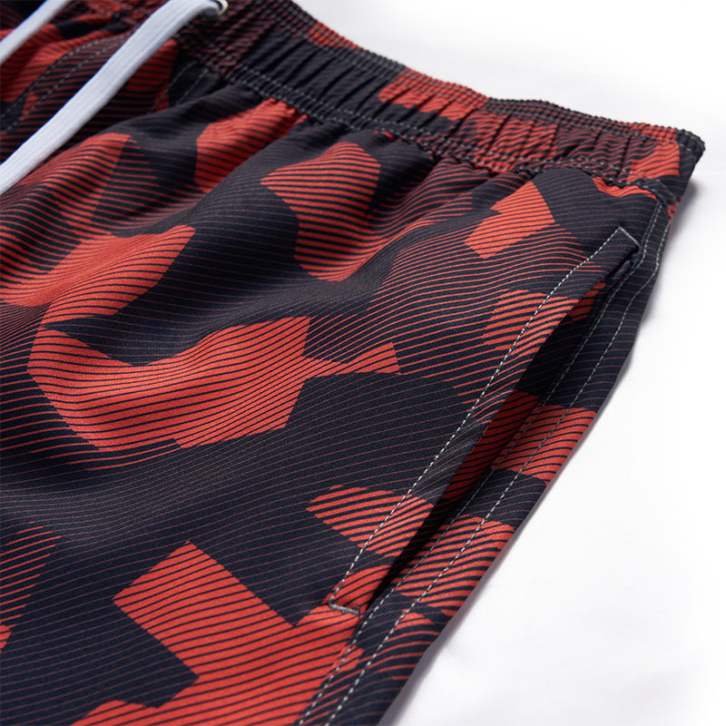 Men's 3D Digital Printing Pocket Shorts Buckle Lapel Summer Shorts | STK