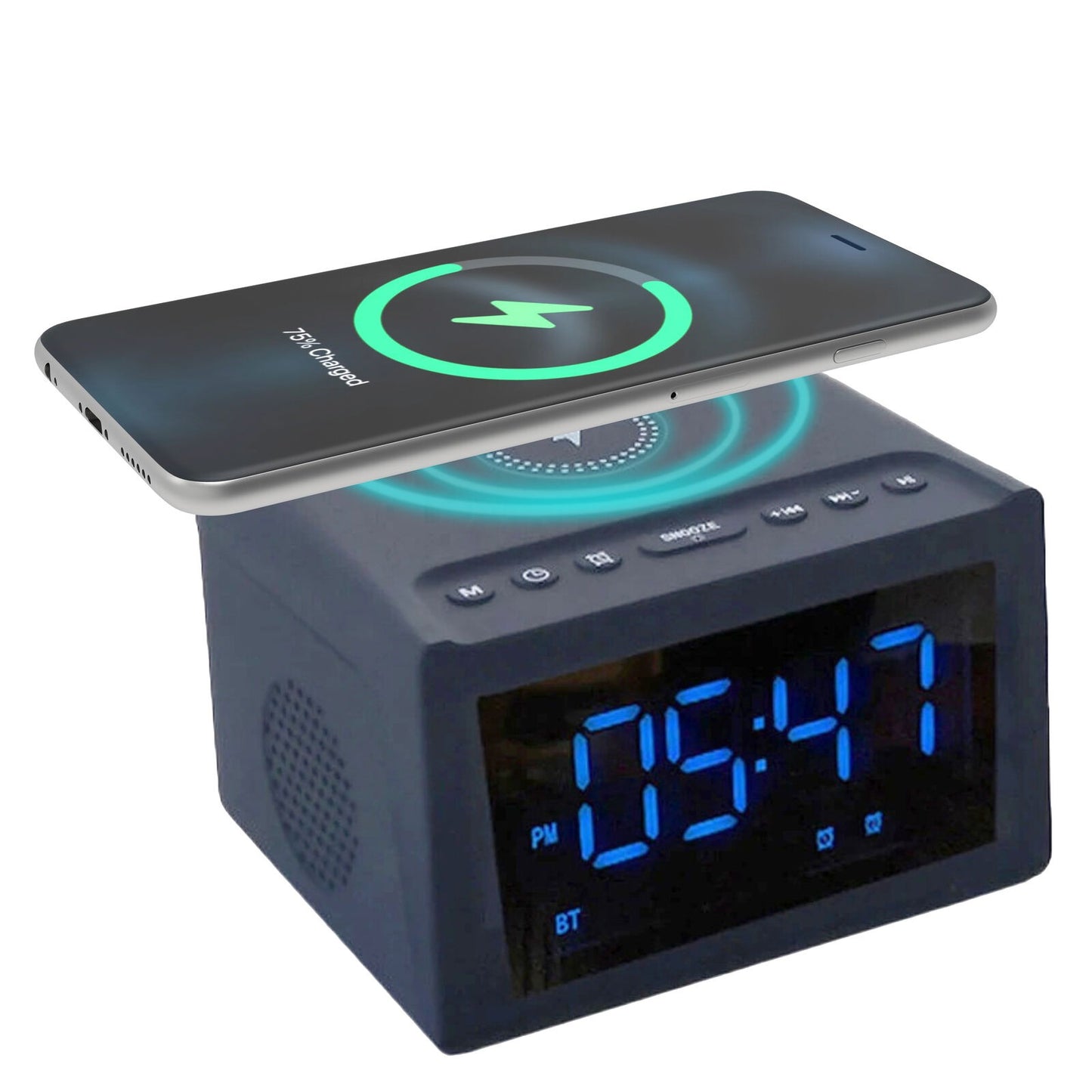 Sveglia con schermo grande e ricarica wireless da 15 W, altoparlante portatile Bluetooth | 2023