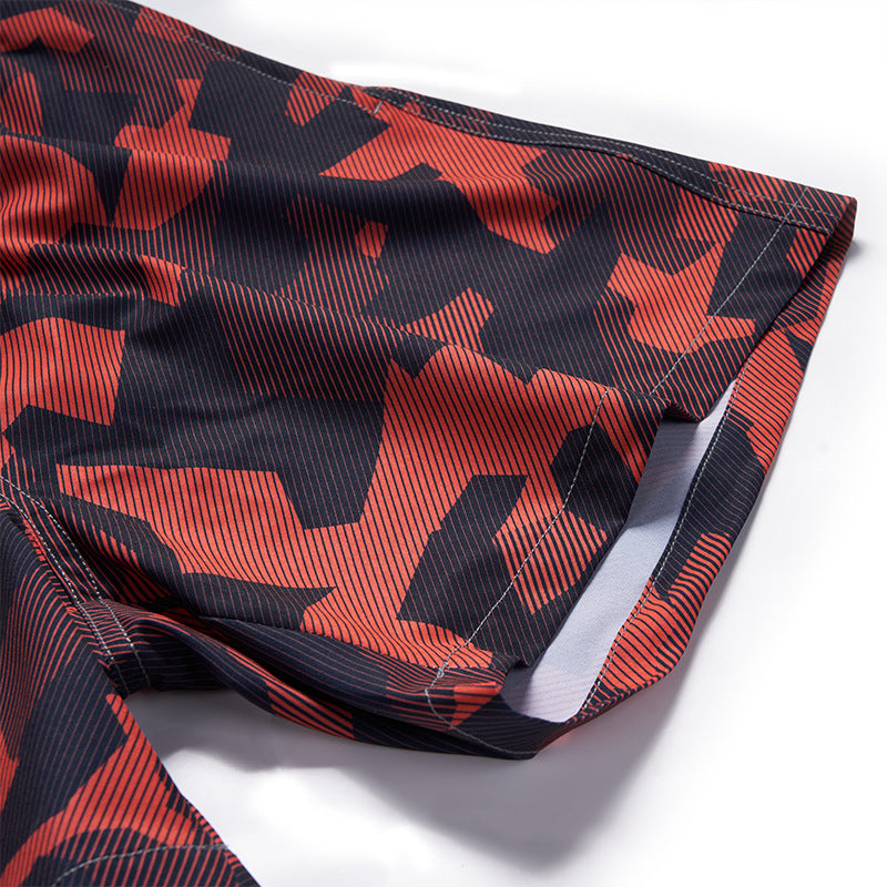 Men's 3D Digital Printing Pocket Shorts Buckle Lapel Summer Shorts | STK