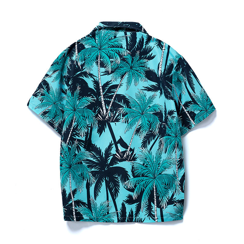 Camicie da spiaggia hawaiane a maniche corte con bottoni, motivo floreale estivo da uomo | CS