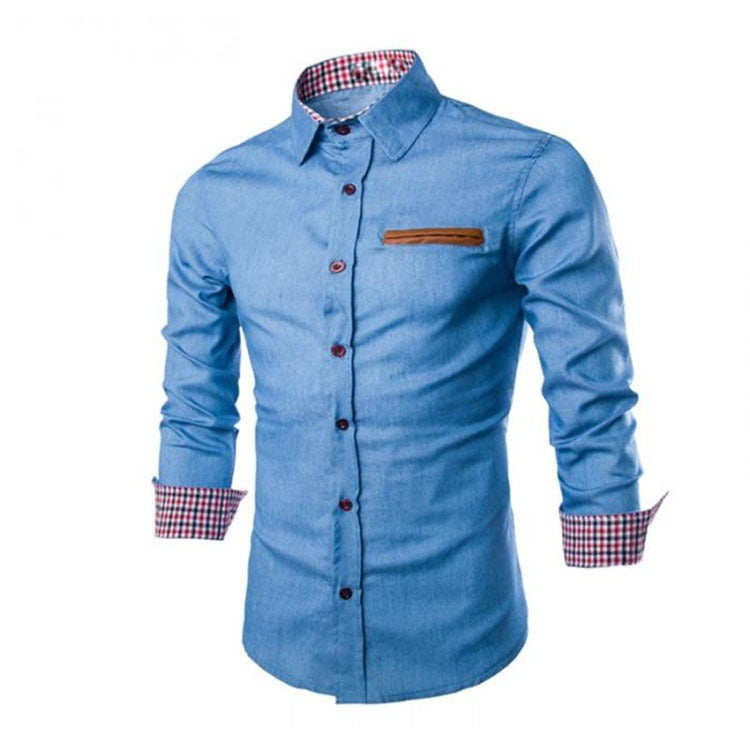 Camicia da uomo a maniche lunghe tinta unita vestibilità slim business casual | 1800-NY13