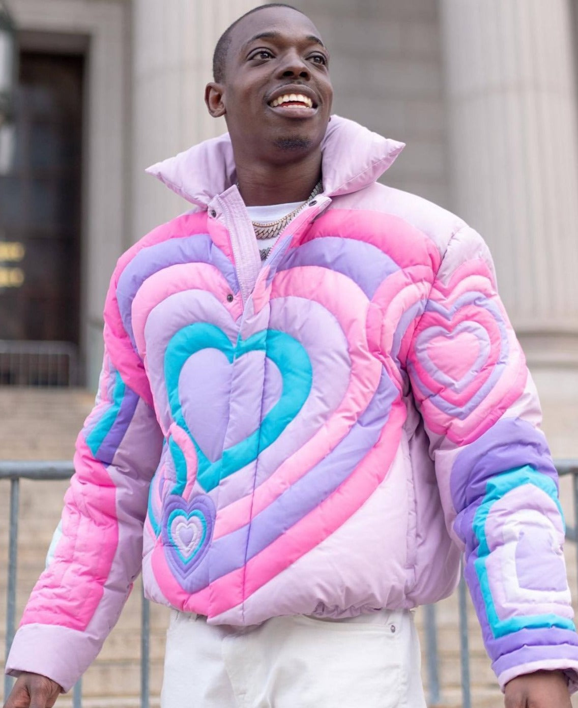 Giacche parka invernali calde con cerniera e motivo arcobaleno Love da uomo | G0622