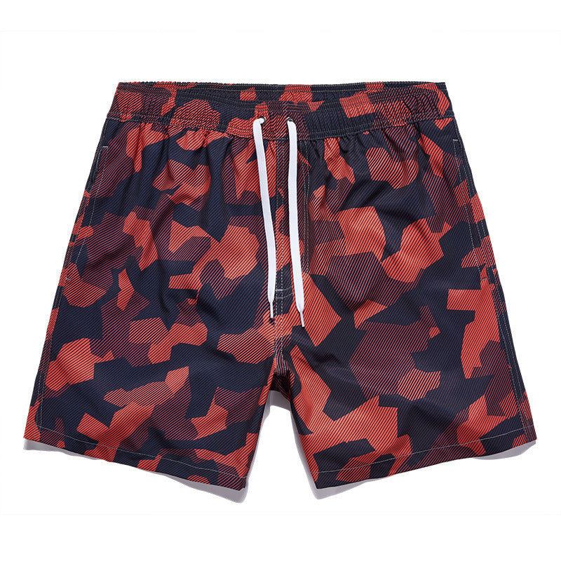 Men's 3D Digital Printing Pocket Shorts Buckle Lapel Summer Shorts | STK