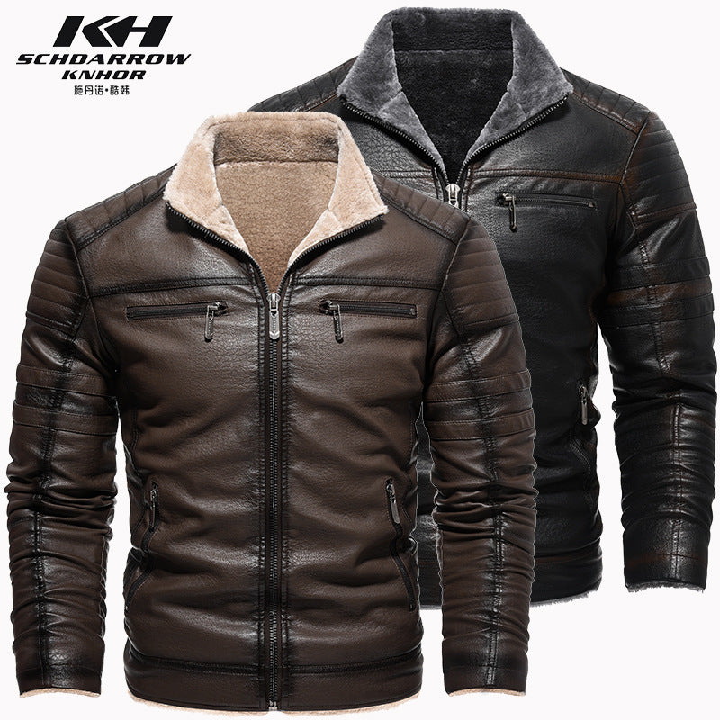 Veste d'hiver en cuir synthétique épais et chaud pour l'Europe et les États-Unis | KH-209