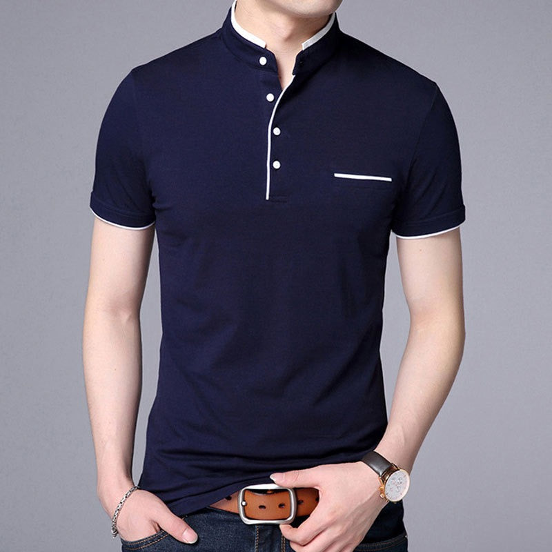 T-shirt d'été à manches courtes et col montant pour homme | T-shirts décontractés et ajustés | 029/6803