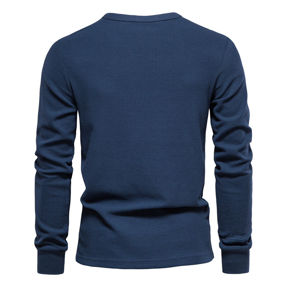 T-shirt da uomo a maniche lunghe, pesante, girocollo, tinta unita | TS1078