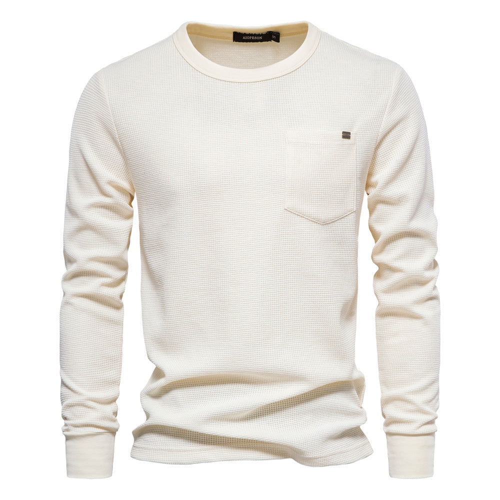 T-shirt da uomo a maniche lunghe, pesante, girocollo, tinta unita | TS1078