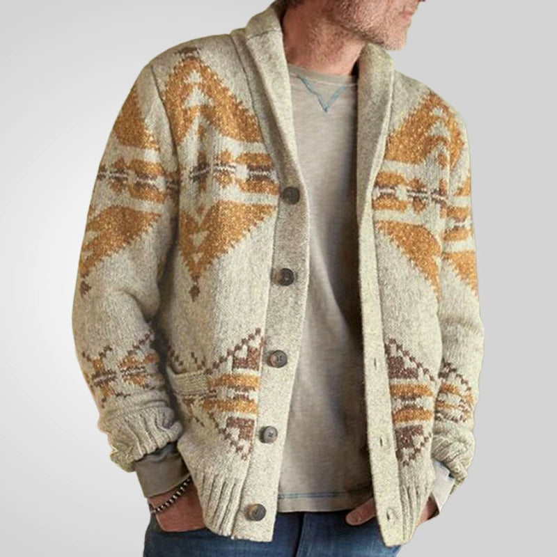 Men Wind Jacquard Knitted Jumper Long-Sleeved Outerwear Jacket Top | SY0052