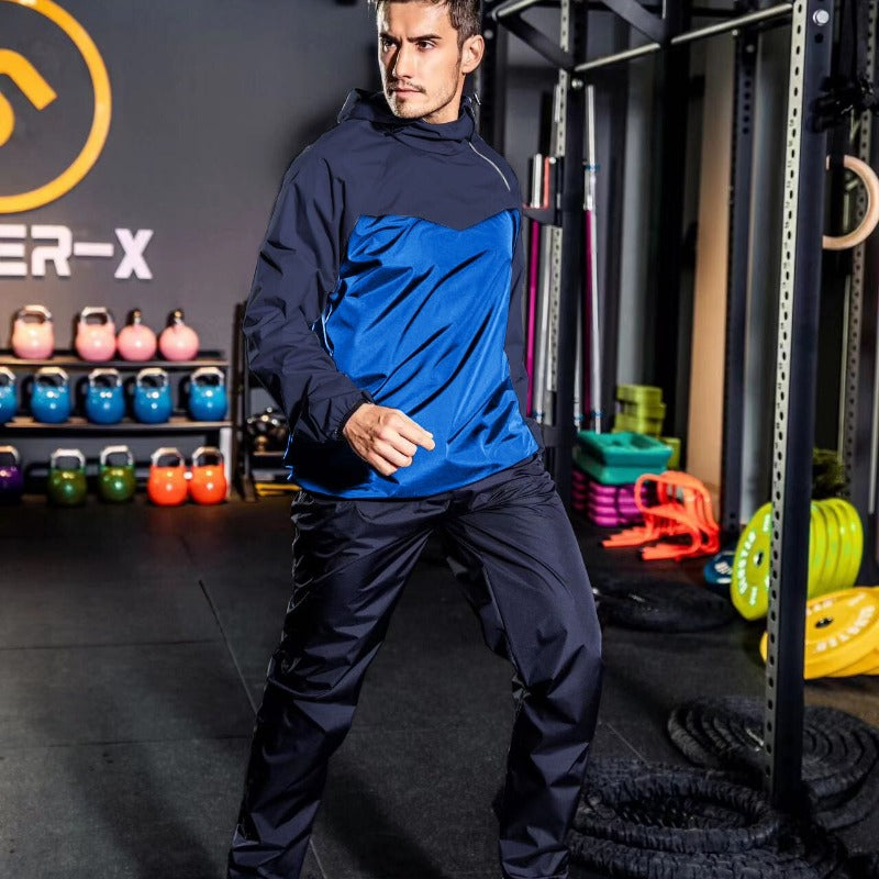Men's Running Pullover Two-Piece Set Weight Loss Control Body Fat Sauna Sweat Suit | YJ9681