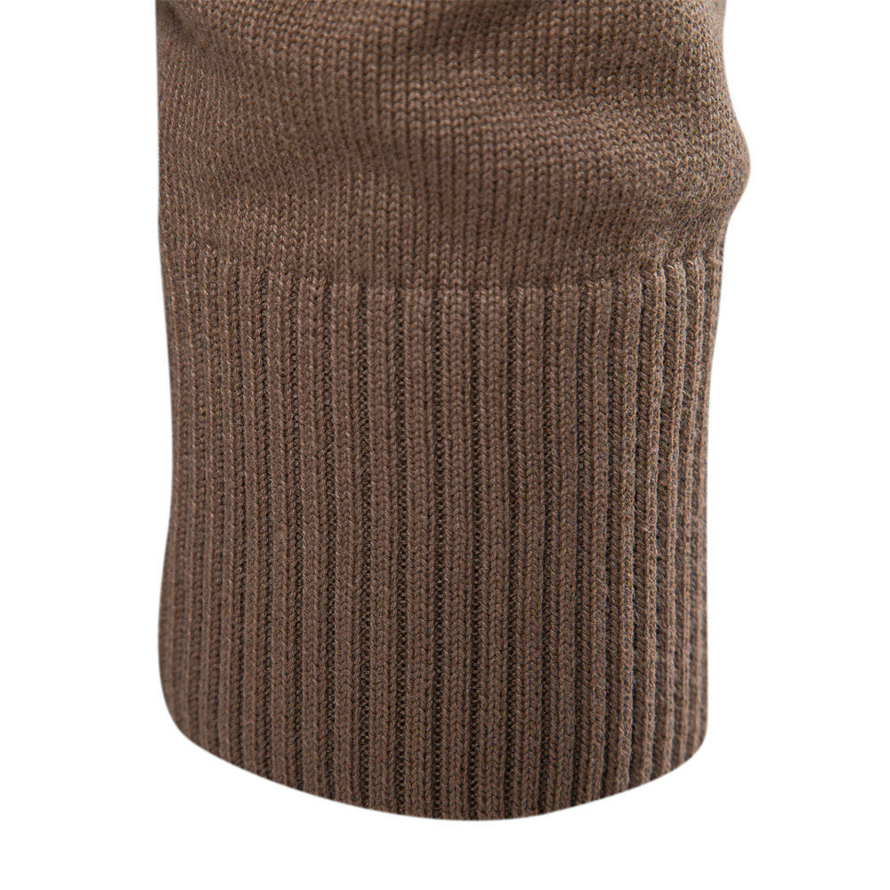 Cardigan à col roulé coupe slim pour homme, pull décontracté en tricot thermique | Y334