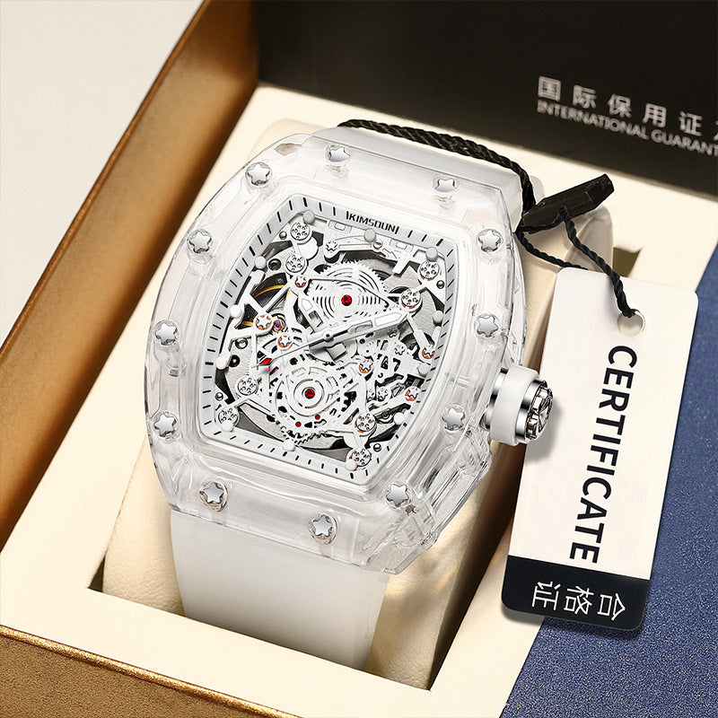 Orologi da uomo di lusso Orologio meccanico automatico a forma di barile trasparente | K-2015A