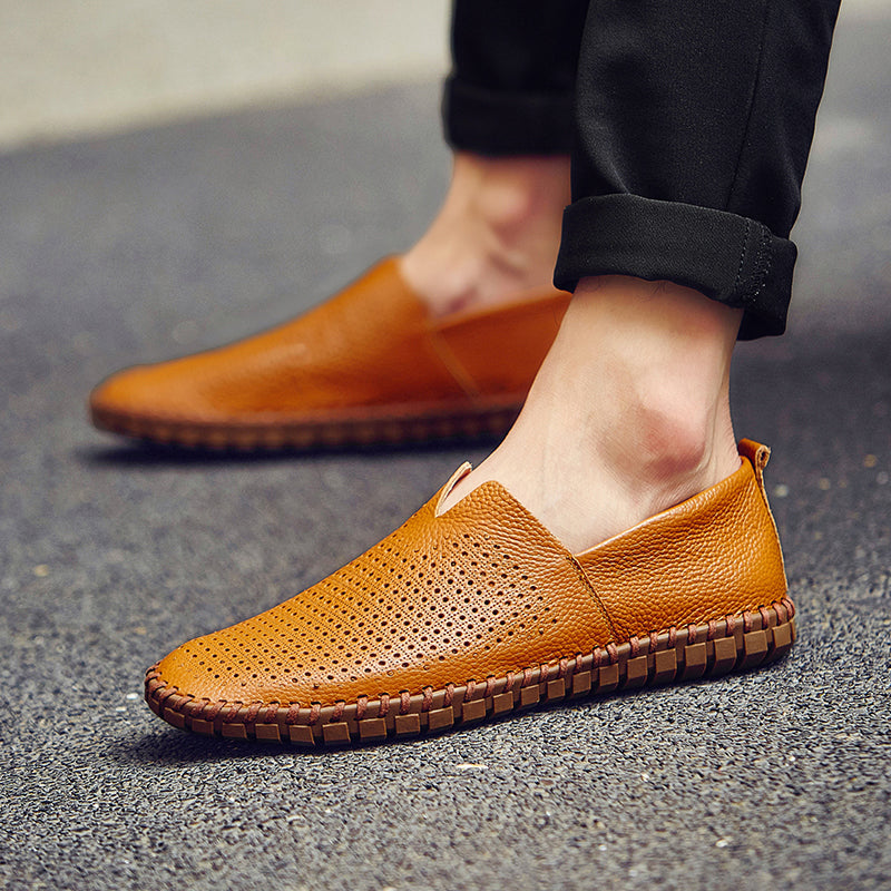 Men’s Genuine Leather Handmade Casual Shoes – Extra Large Sizes 38–50 | Breathable or Solid Upper Options | 955-1