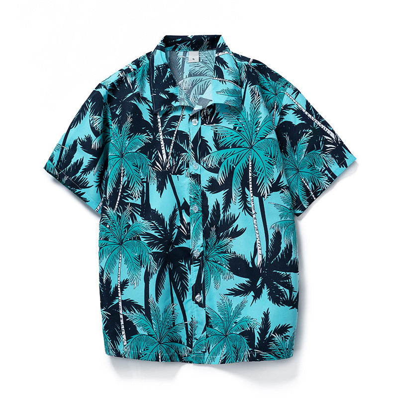 Camicie da spiaggia hawaiane a maniche corte con bottoni, motivo floreale estivo da uomo | CS