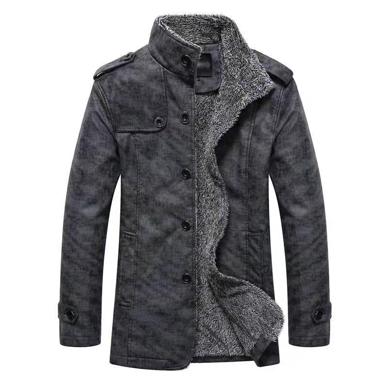 Manteau d'hiver chaud en cuir pour homme Parka Veste polaire Trench Slim Jacket Coat | ZQBA227