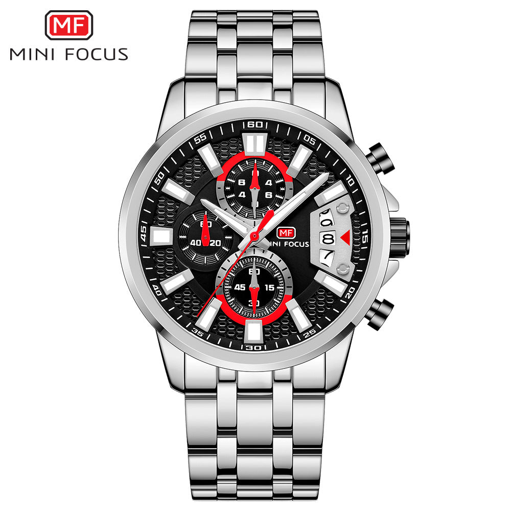 Orologi da uomo in acciaio inossidabile Orologio cronografo Orologio da polso al quarzo luminoso di lusso | MF0352G
