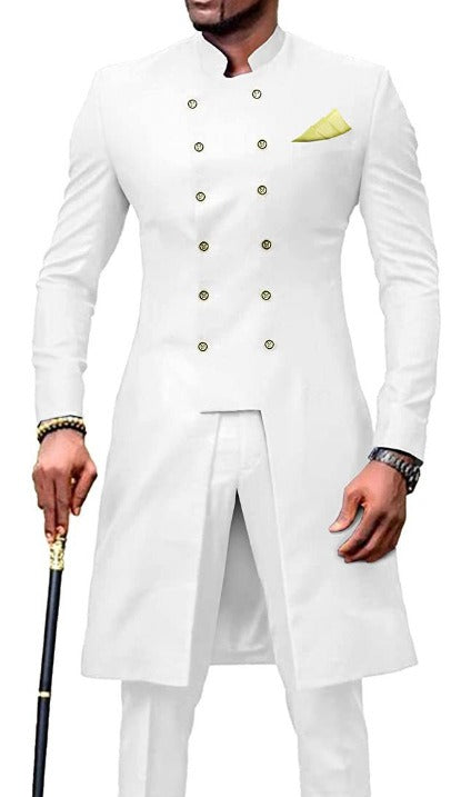 Smoking doppiopetto da uomo, completo da sposo, giacca e pantalone slim | 2016054 (1873)