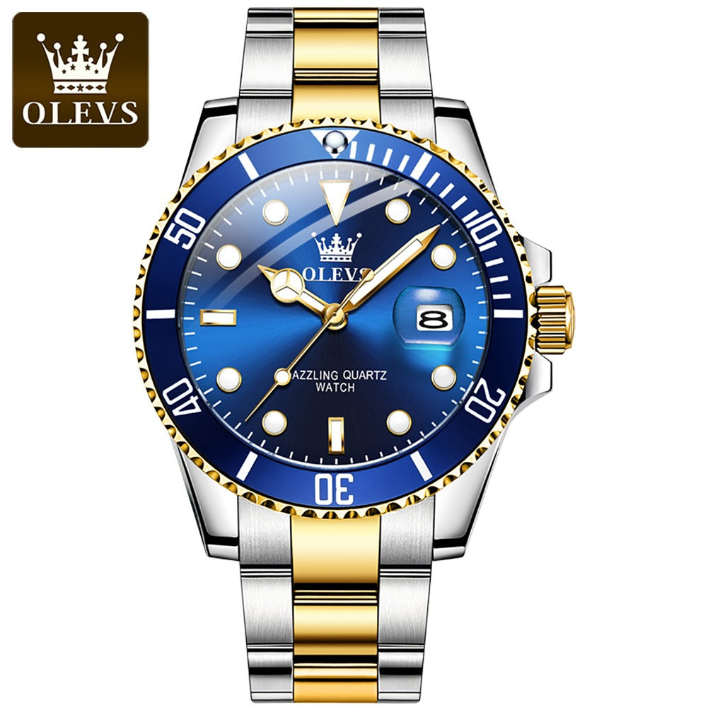 Men's Premium Stainless Steel Band Quartz Watch with Calendar Fashion Wristwatch | OLEVS5885