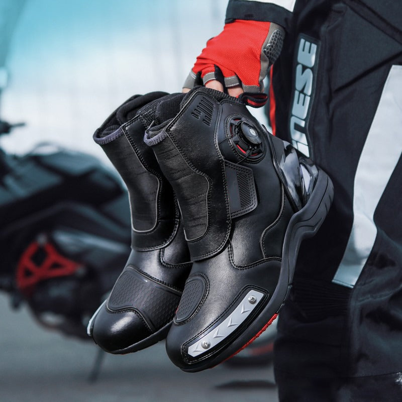 Scarpe da motociclista in pelle con supporto per caviglia impermeabile professionale | 666