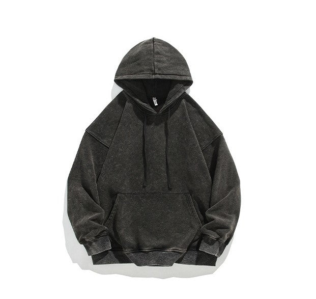 Unisex Heavy French Terry Bonded Fleece Hoodie Thick Vintage Distressed Washed Pullover | A042-23XW99282