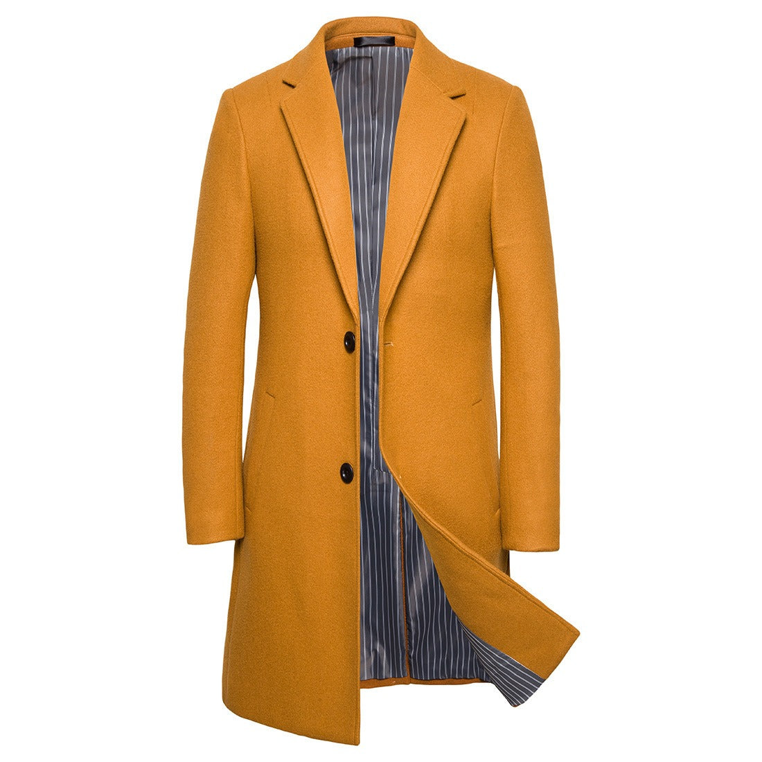 Trench in lana da uomo con colletto rovesciato, lungo in lana e misto lana | JJ-YF601