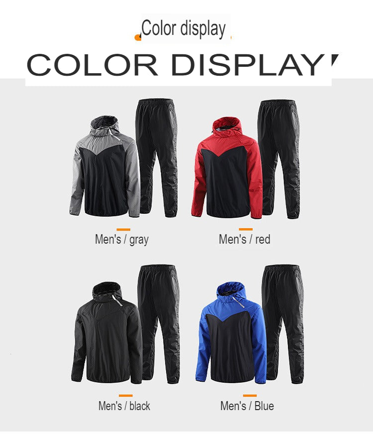 Men's Running Pullover Two-Piece Set Weight Loss Control Body Fat Sauna Sweat Suit | YJ9681