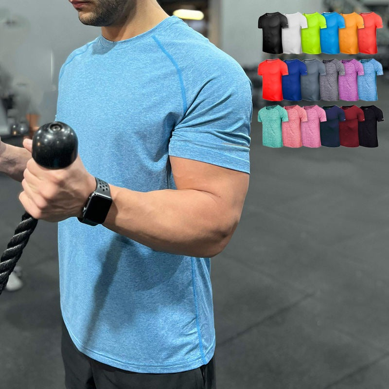 Uomo manica corta asciugatura rapida atletica palestra attiva T-shirt traspirante Top | 6098