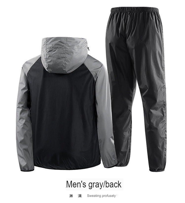 Men's Running Pullover Two-Piece Set Weight Loss Control Body Fat Sauna Sweat Suit | YJ9681