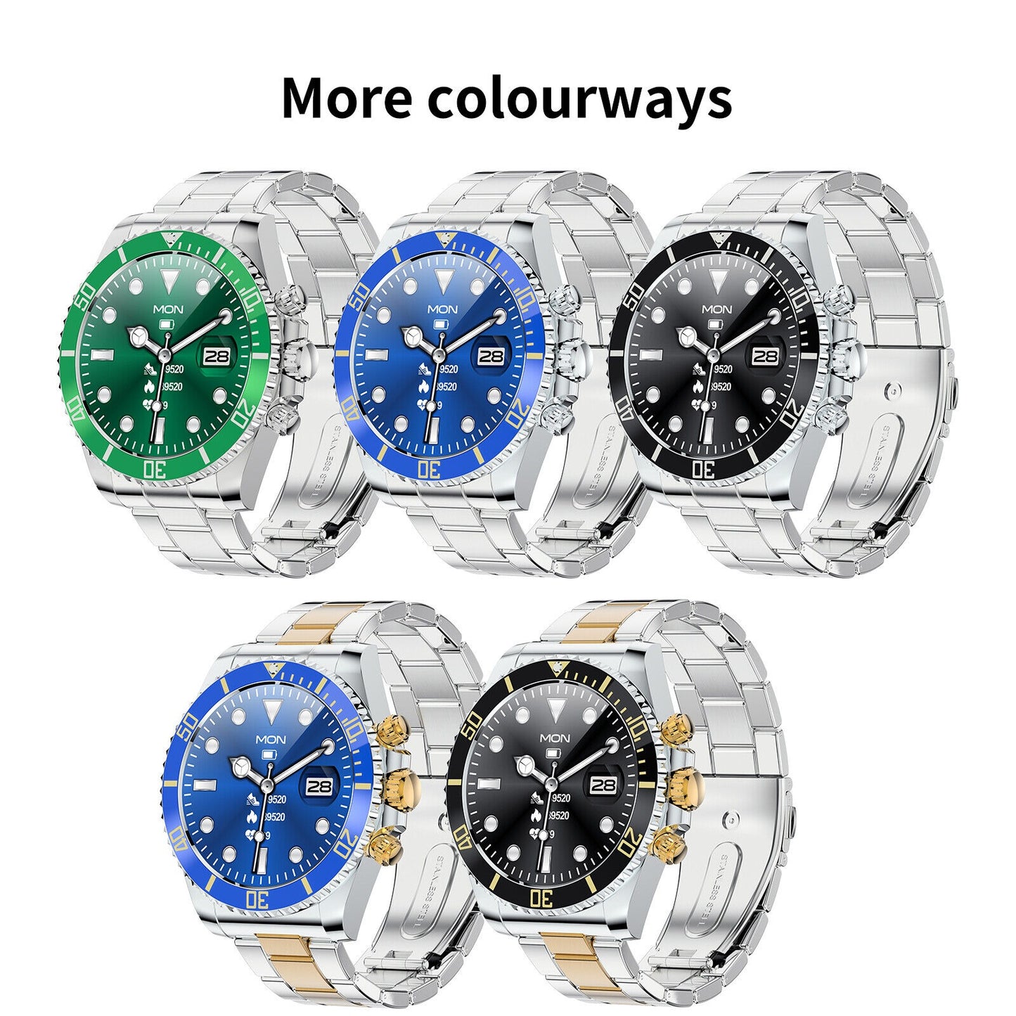 Montre connectée pour homme avec bracelet en acier et appels BT, style Rolex, pour le sport et les affaires | AW-12