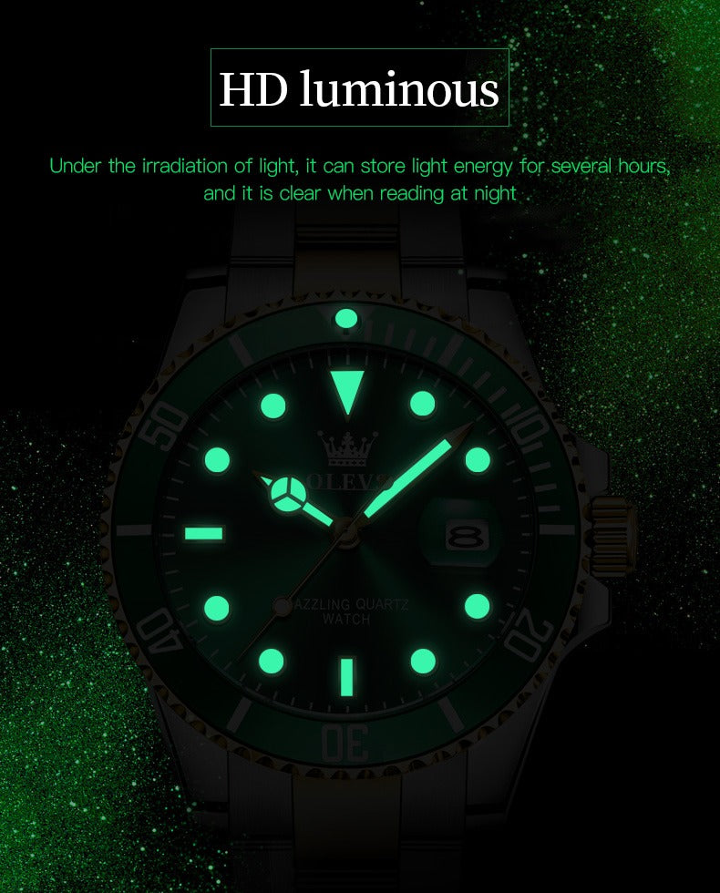 Men's Premium Stainless Steel Band Quartz Watch with Calendar Fashion Wristwatch | OLEVS5885
