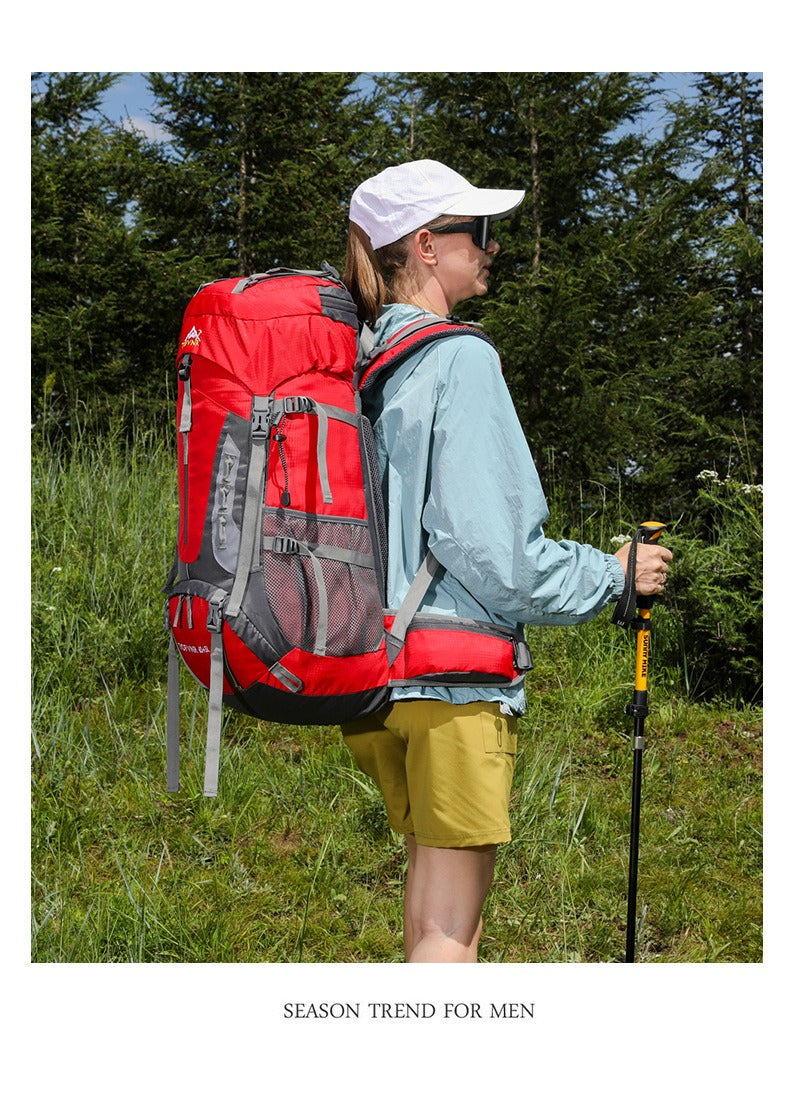 65+5L Outdoor Hiking Backpack – Large Capacity Waterproof Trekking Rucksack with Reflective Strips & Expandable Design | 2201