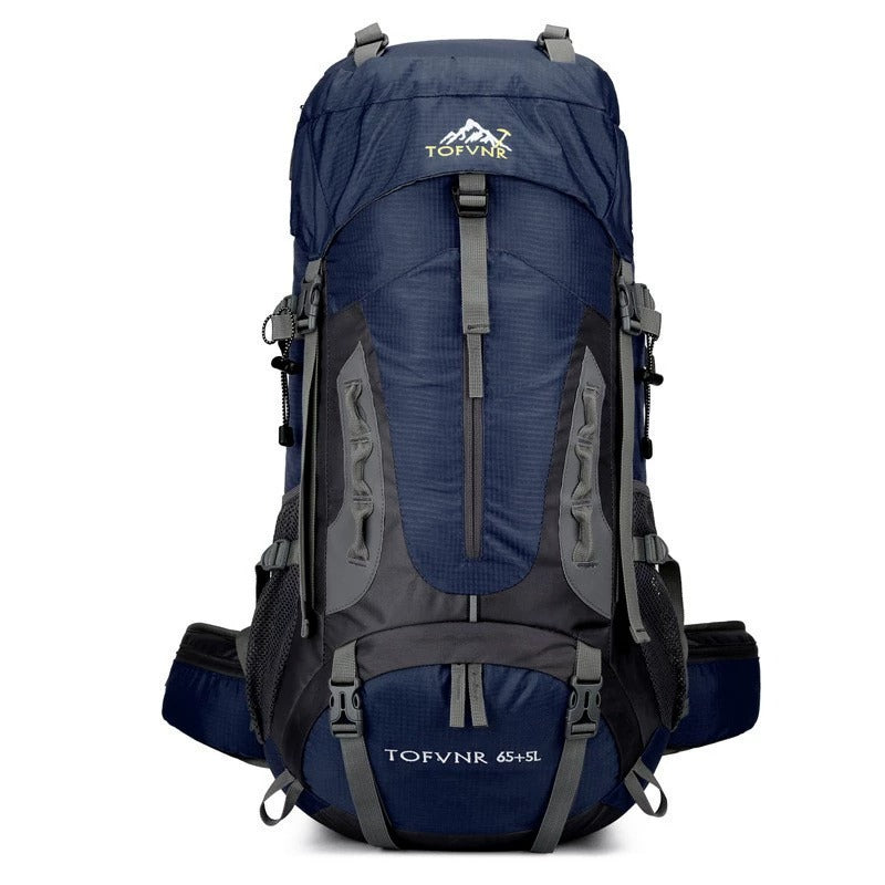 65+5L Outdoor Hiking Backpack – Large Capacity Waterproof Trekking Rucksack with Reflective Strips & Expandable Design | 2201