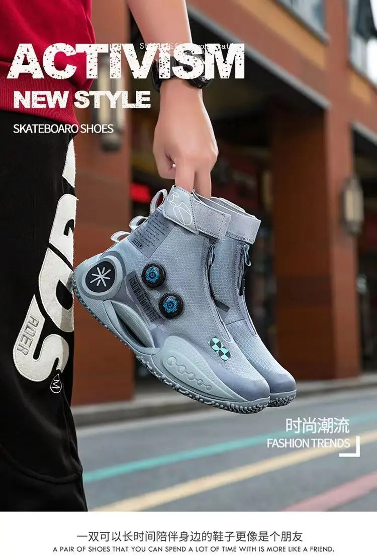 Baskets d'extérieur unisexes respirantes à boucle rotative, chaussures de sport décontractées, de course, de mode, blanc cassé | 8826