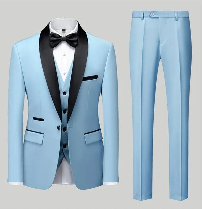 Completo da uomo 3 pezzi elegante, formale, da lavoro, da matrimonio, smoking, blazer, gilet e pantaloni | Disponibile in 11 colori