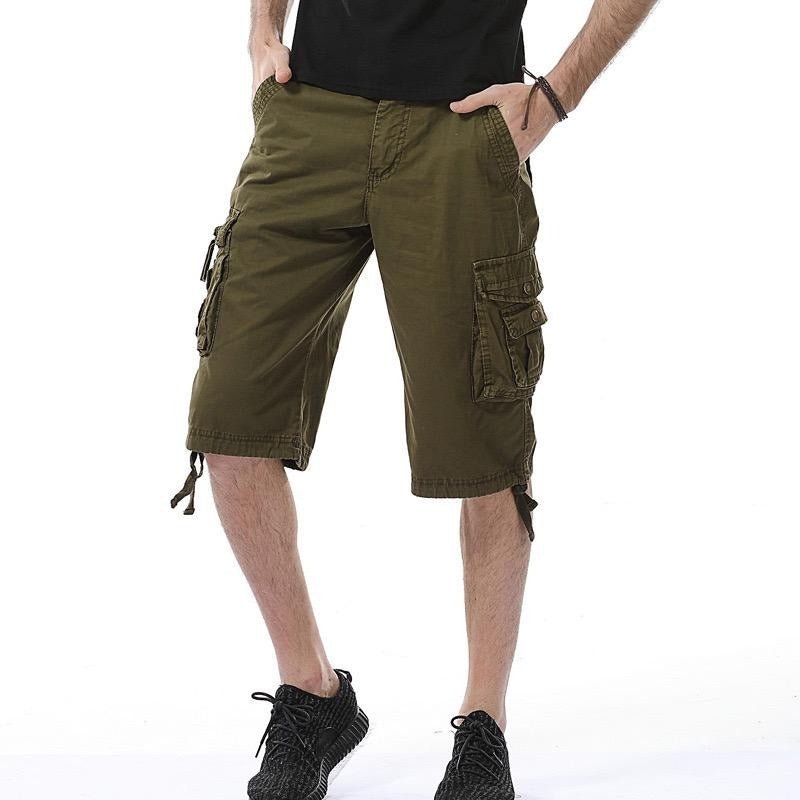 Pantaloncini cargo da combattimento da uomo taglie forti, versatili in cotone, pantaloni a metà gamba in twill, al ginocchio, 3/4, corti, taglie forti, vita da 36" a 48" | A082