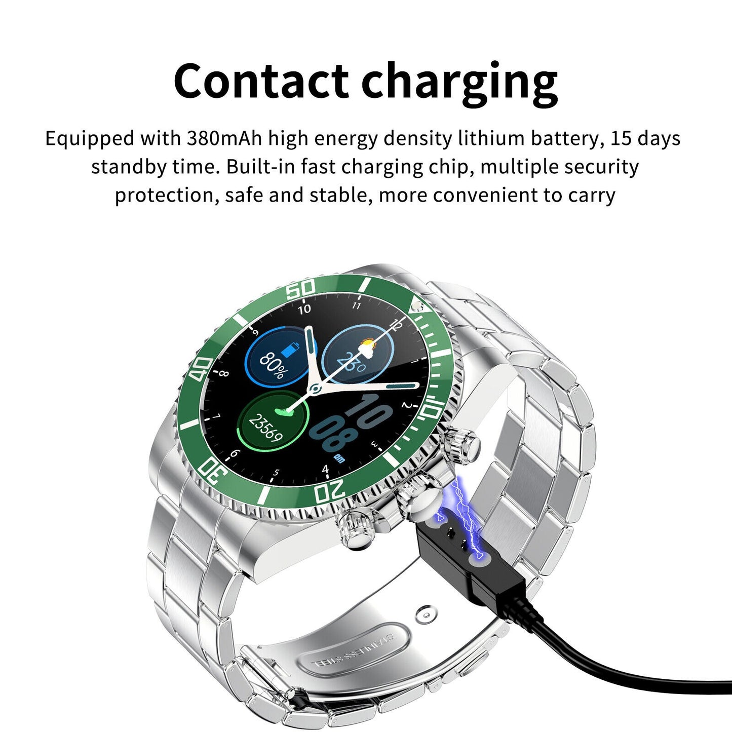 Montre connectée pour homme avec bracelet en acier et appels BT, style Rolex, pour le sport et les affaires | AW-12