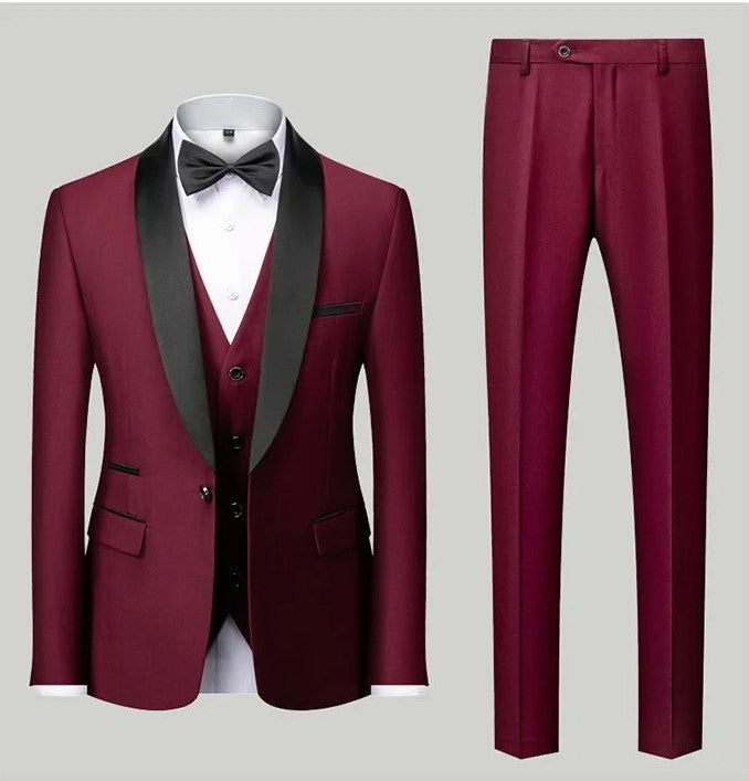 Completo da uomo 3 pezzi elegante, formale, da lavoro, da matrimonio, smoking, blazer, gilet e pantaloni | Disponibile in 11 colori