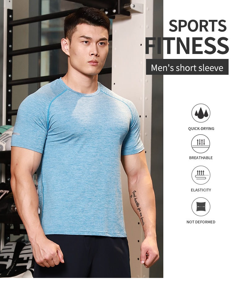 Uomo manica corta asciugatura rapida atletica palestra attiva T-shirt traspirante Top | 6098