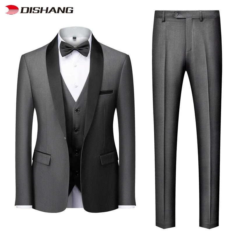 Completo da uomo 3 pezzi elegante, formale, da lavoro, da matrimonio, smoking, blazer, gilet e pantaloni | Disponibile in 11 colori