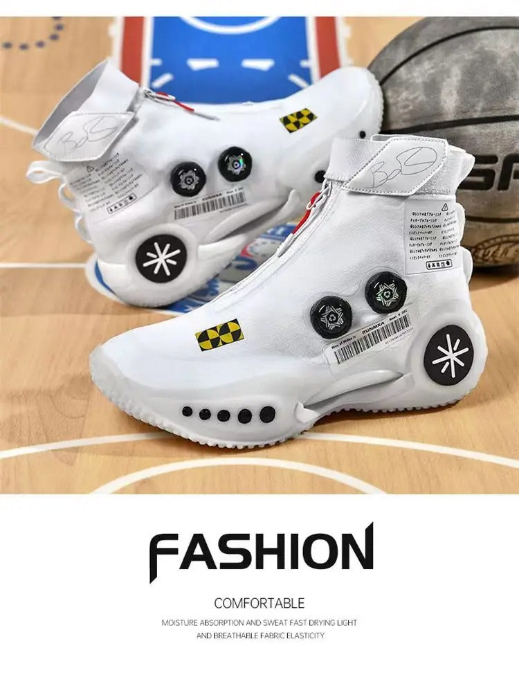 Baskets d'extérieur unisexes respirantes à boucle rotative, chaussures de sport décontractées, de course, de mode, blanc cassé | 8826