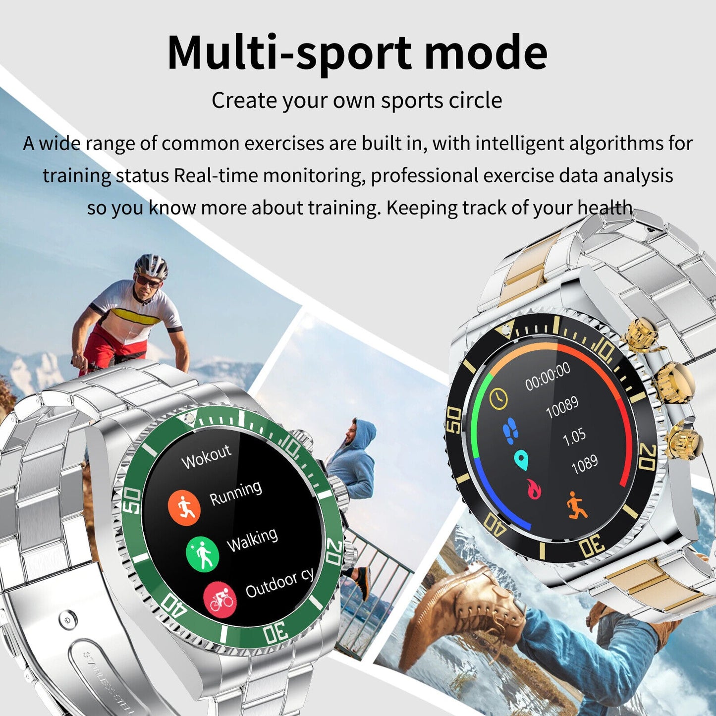 Montre connectée pour homme avec bracelet en acier et appels BT, style Rolex, pour le sport et les affaires | AW-12