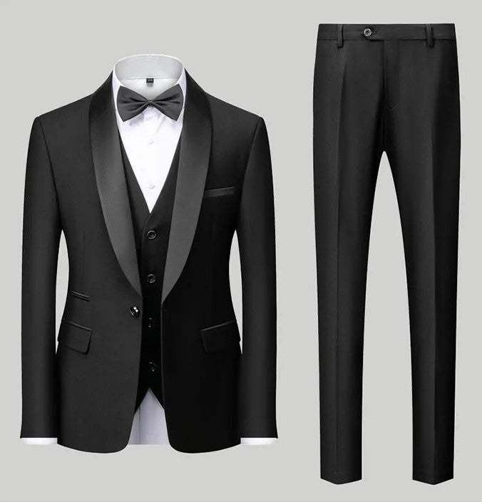 Completo da uomo 3 pezzi elegante, formale, da lavoro, da matrimonio, smoking, blazer, gilet e pantaloni | Disponibile in 11 colori