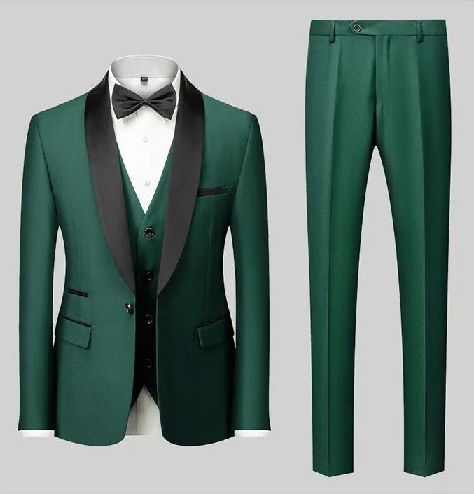 Completo da uomo 3 pezzi elegante, formale, da lavoro, da matrimonio, smoking, blazer, gilet e pantaloni | Disponibile in 11 colori