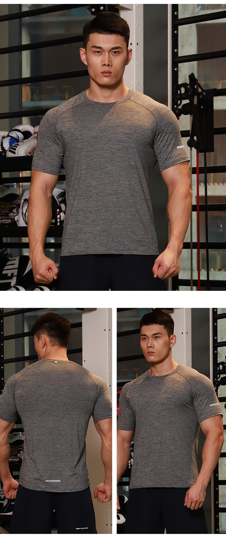 Uomo manica corta asciugatura rapida atletica palestra attiva T-shirt traspirante Top | 6098