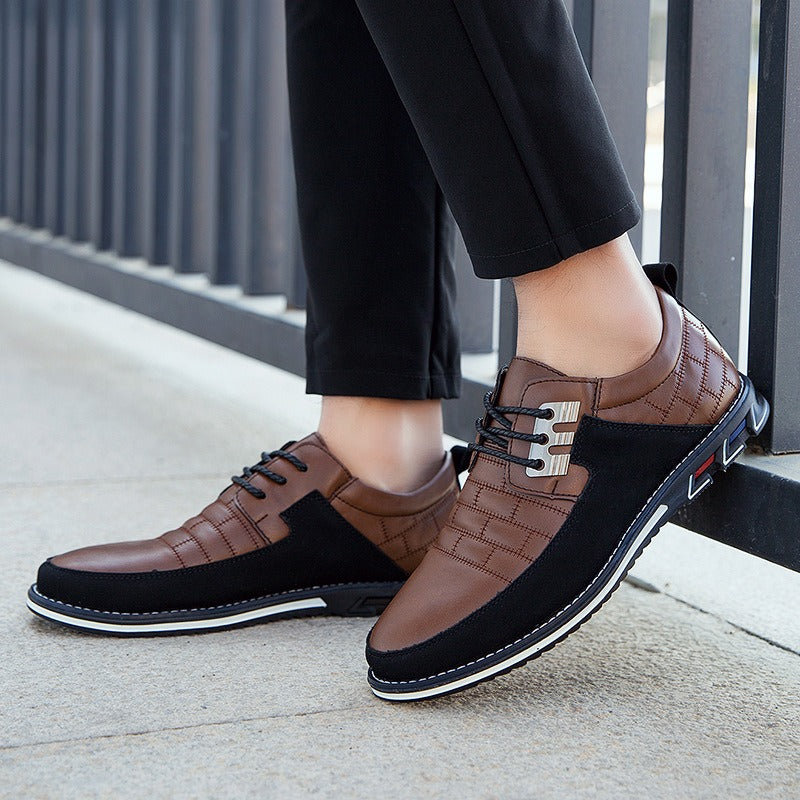 Men's Plaid British Style Derby Shoes Non-Slip Leather Loafers Moccasins Wedding Dress Shoes |