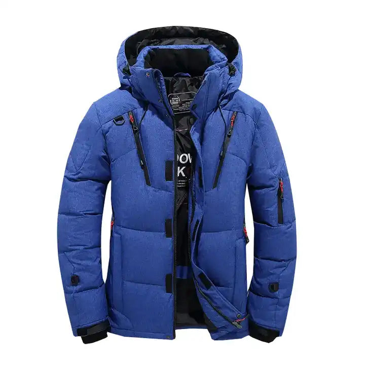 Parka da uomo, piumino d'anatra, cappotto invernale spesso con cappuccio, giacca da trekking calda | 1987