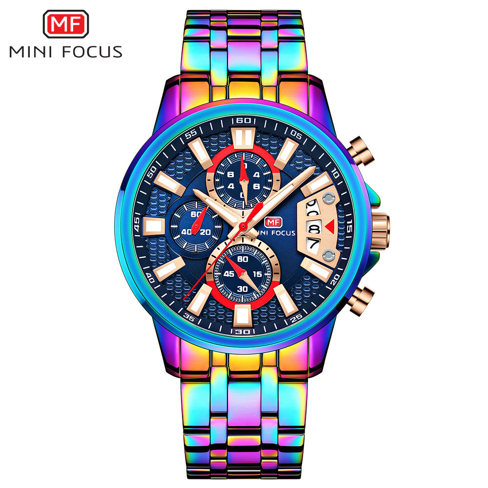 Orologi da uomo in acciaio inossidabile Orologio cronografo Orologio da polso al quarzo luminoso di lusso | MF0352G