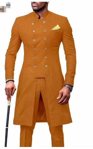 Smoking doppiopetto da uomo, completo da sposo, giacca e pantalone slim | 2016054 (1873)