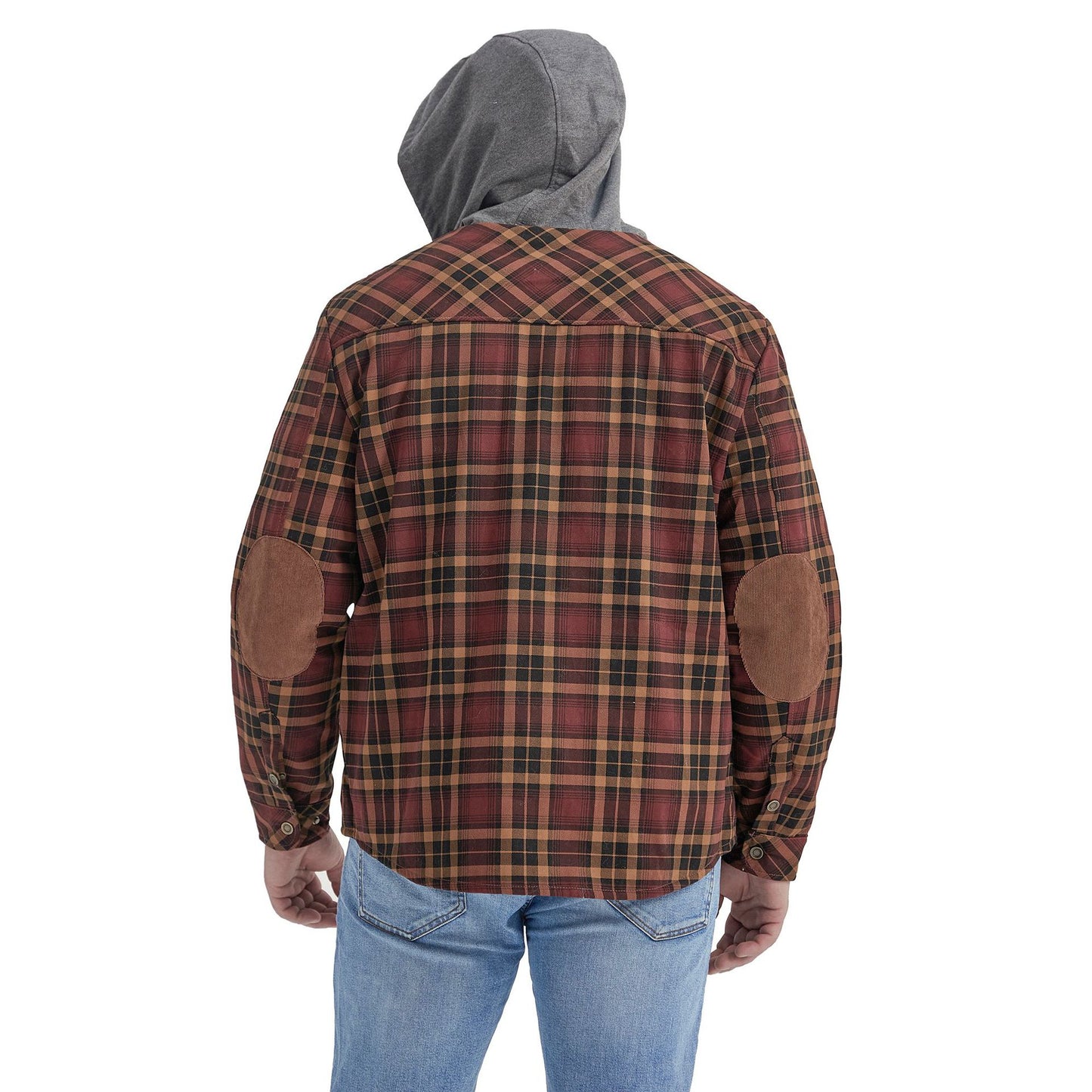 Top Quality Men's Plaid Checked Shirt Jacket Plus Size Velvet Lined Windproof Warm Hooded Cotton Coat | 3252