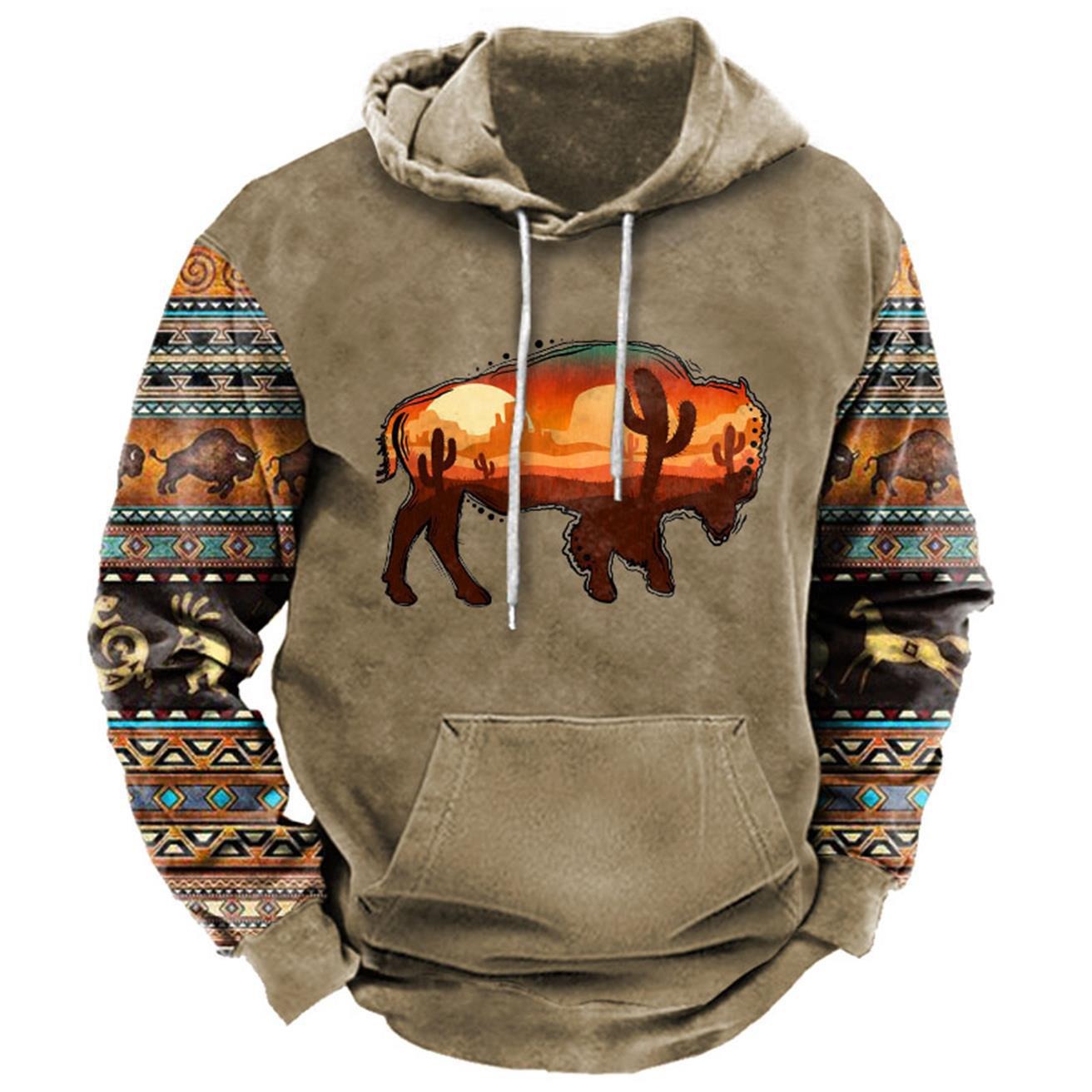 Sweat-shirt à capuche pour homme avec imprimé animal en 3D