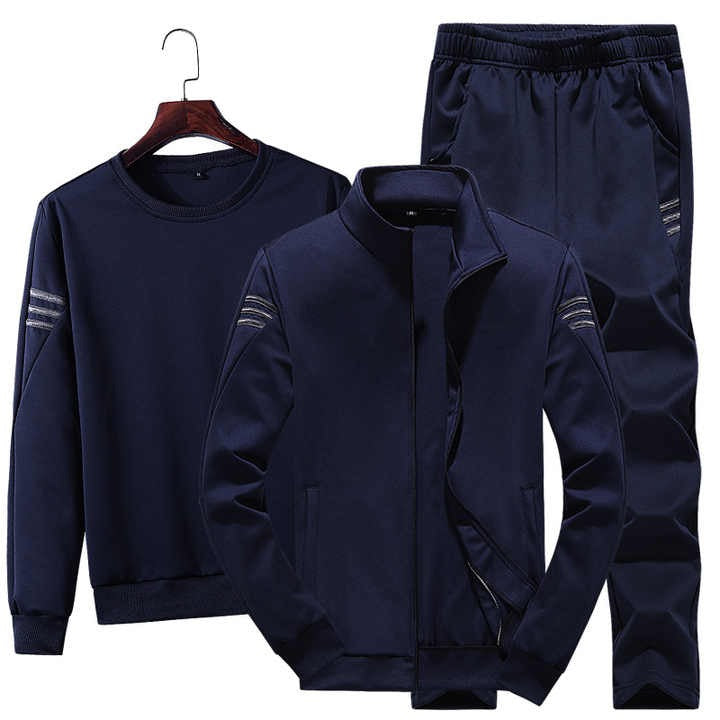 Uomo Autunno Inverno Maglione Felpa Cerniera Giacca e Pantaloni Set Casual Sportivo Tuta Trend Set 3 Pezzi (Camicia+Giacca+Pantaloni) | T928